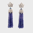 Tanzanite Bead Tassel Drop Earrings