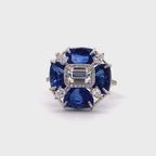 Sapphire Moissanite Cluster Ring