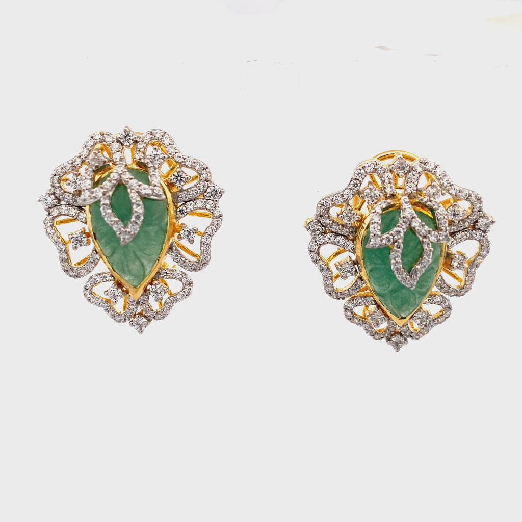 Emerald Moissanite Halo Earring