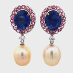 Sapphire Halo Pearl Drops