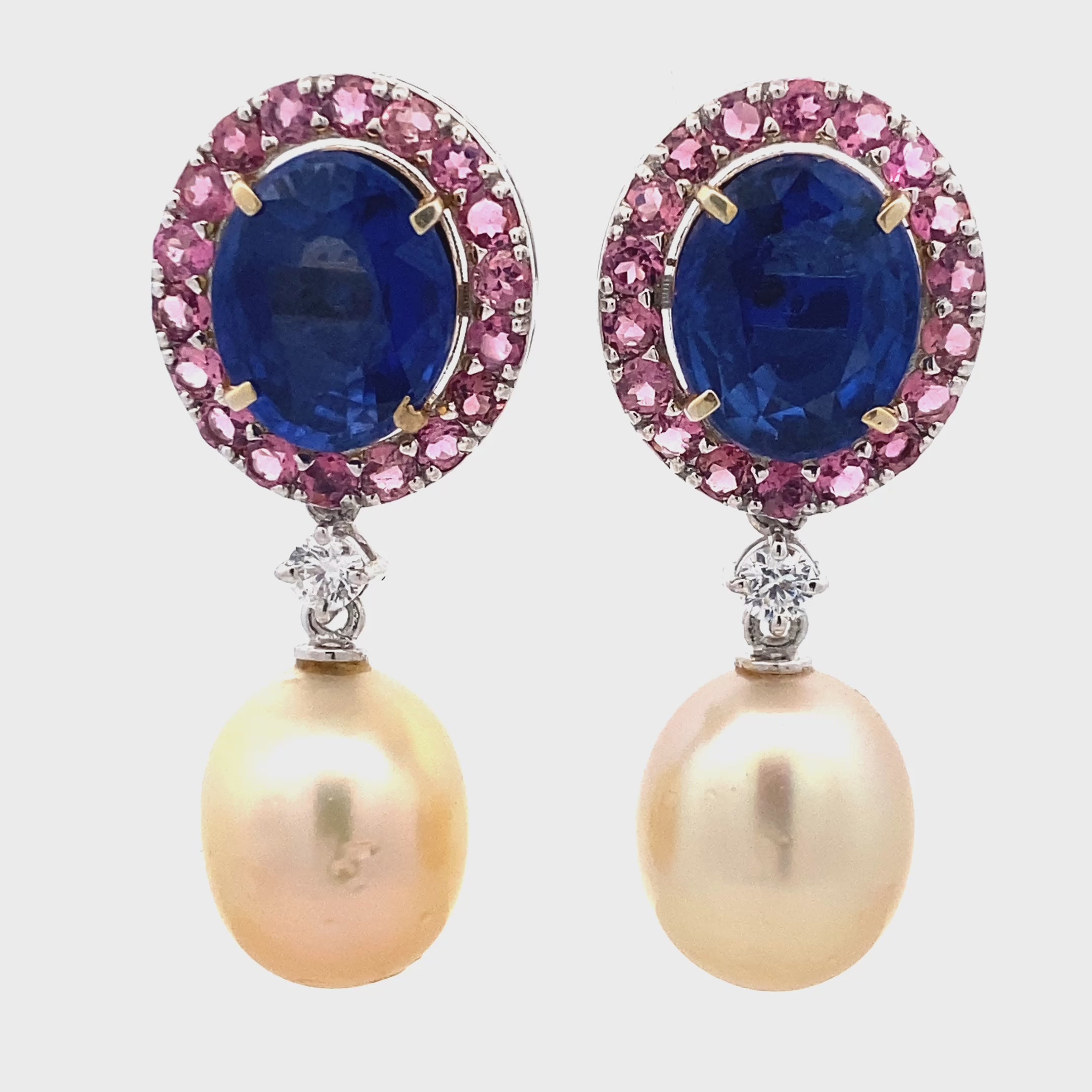 Sapphire Halo Pearl Drops
