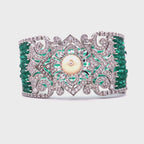 Emerald Bead Grid Cuff