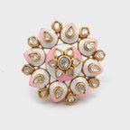 Pink Enamel Moissanite Ring
