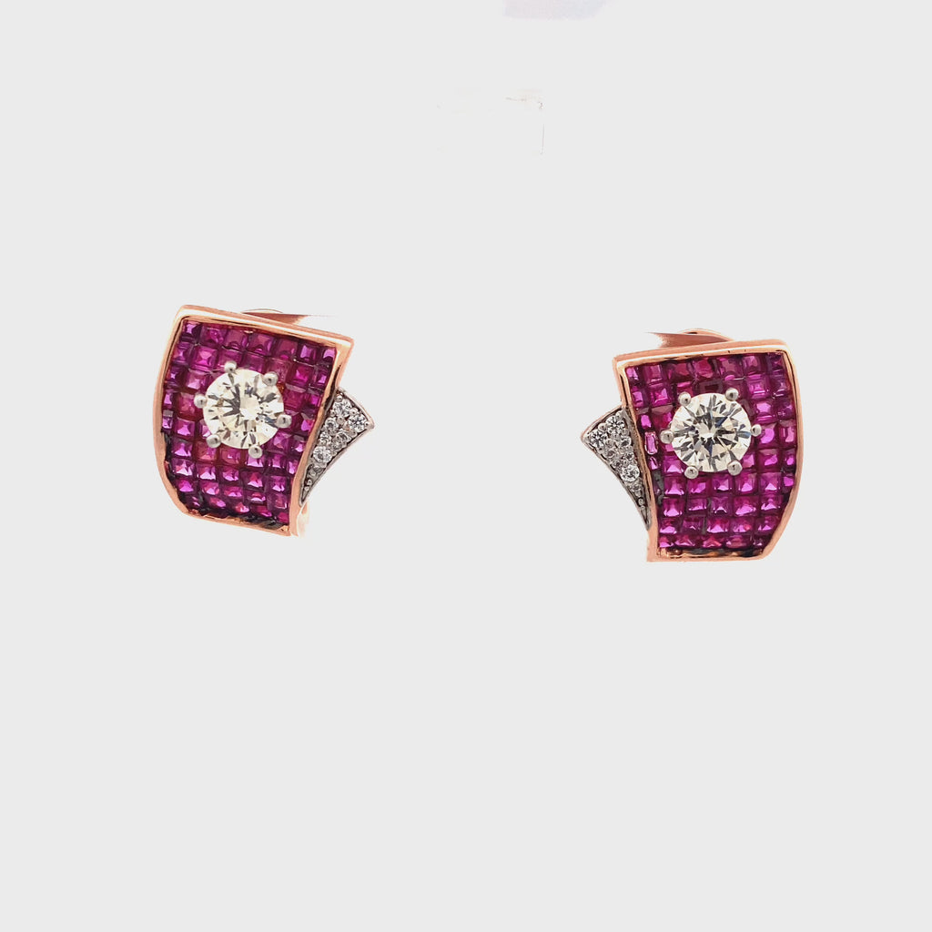 Semi Precious Ruby Halo Studs
