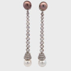 Dual Pearl Crystal Drop Earrings