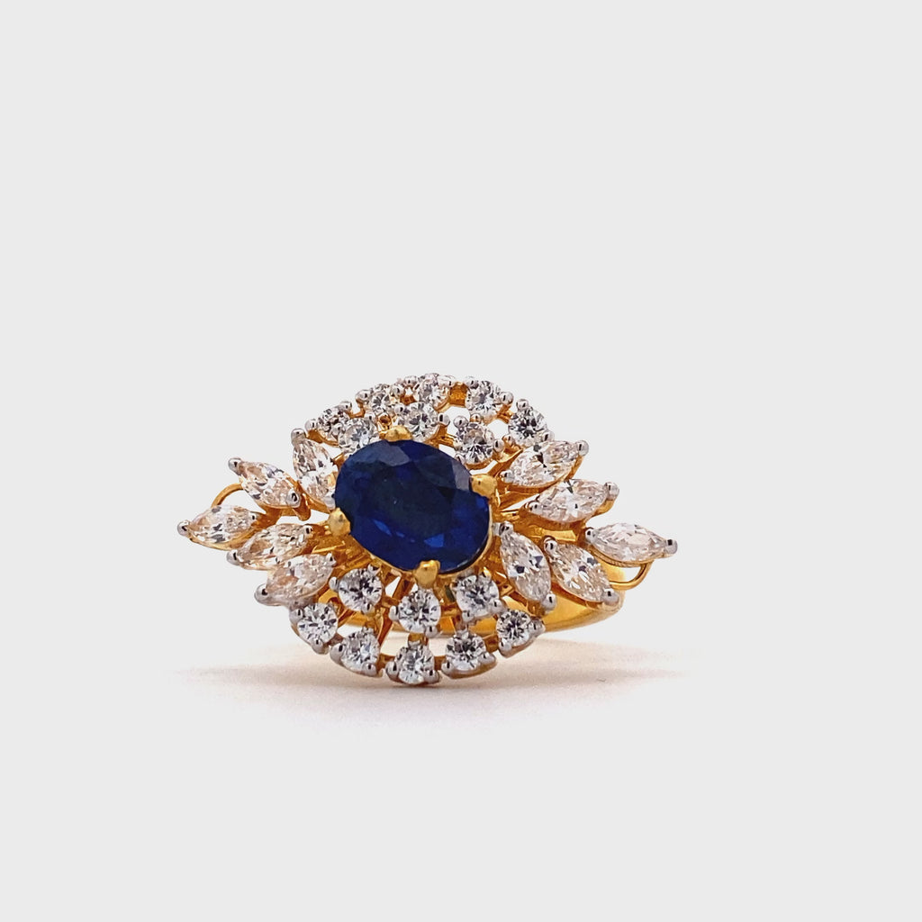 Sapphire Shell Halo Ring