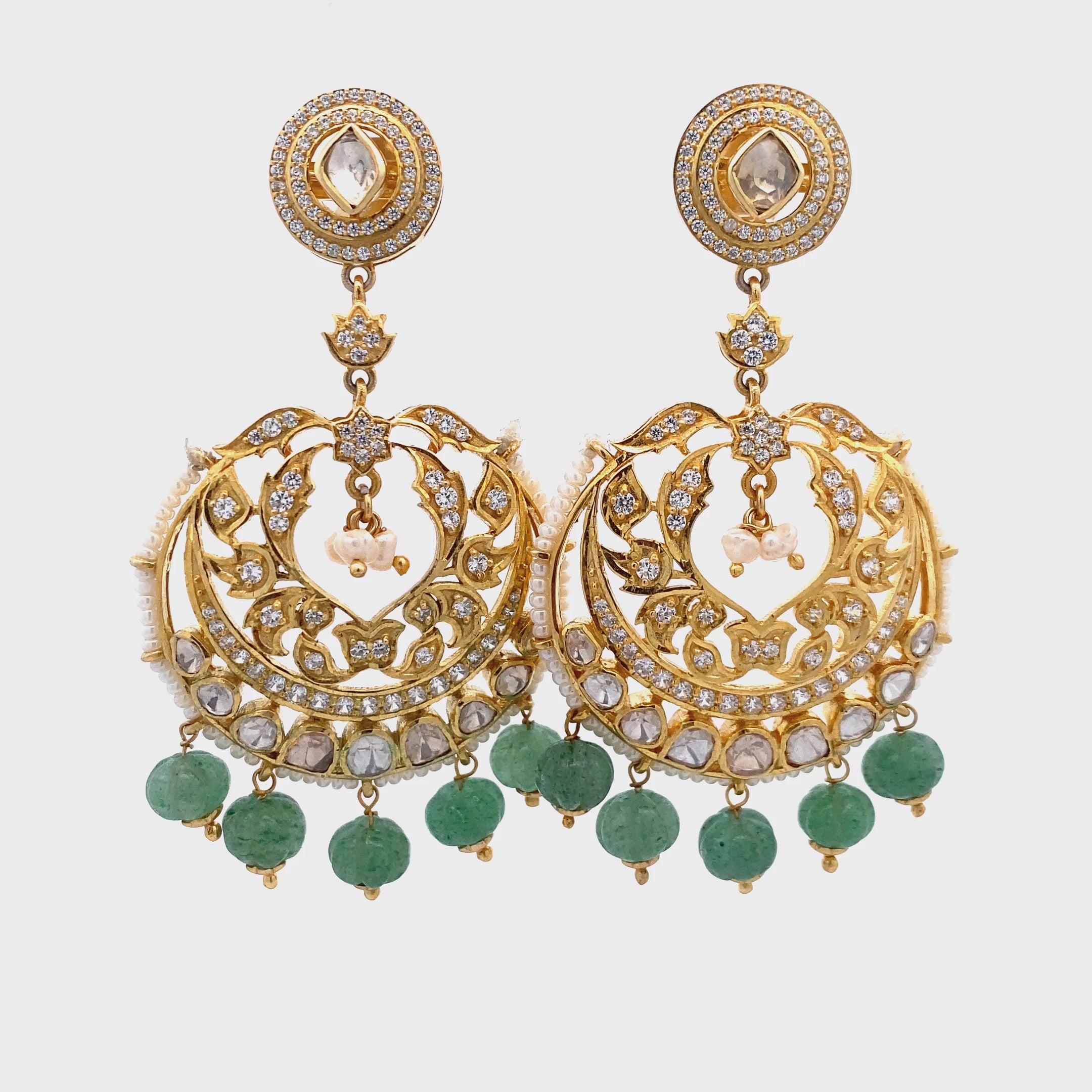 Pearl Emerald Bead Earring