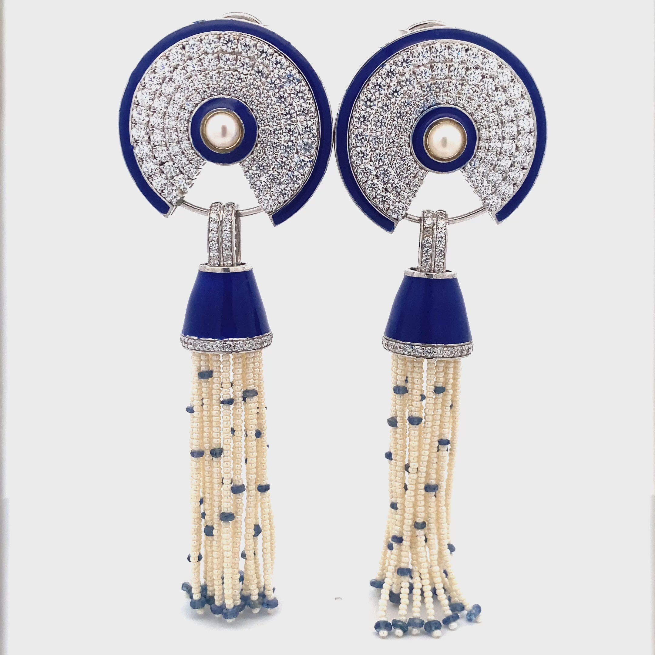Lapis Enamel Pearl Tassel