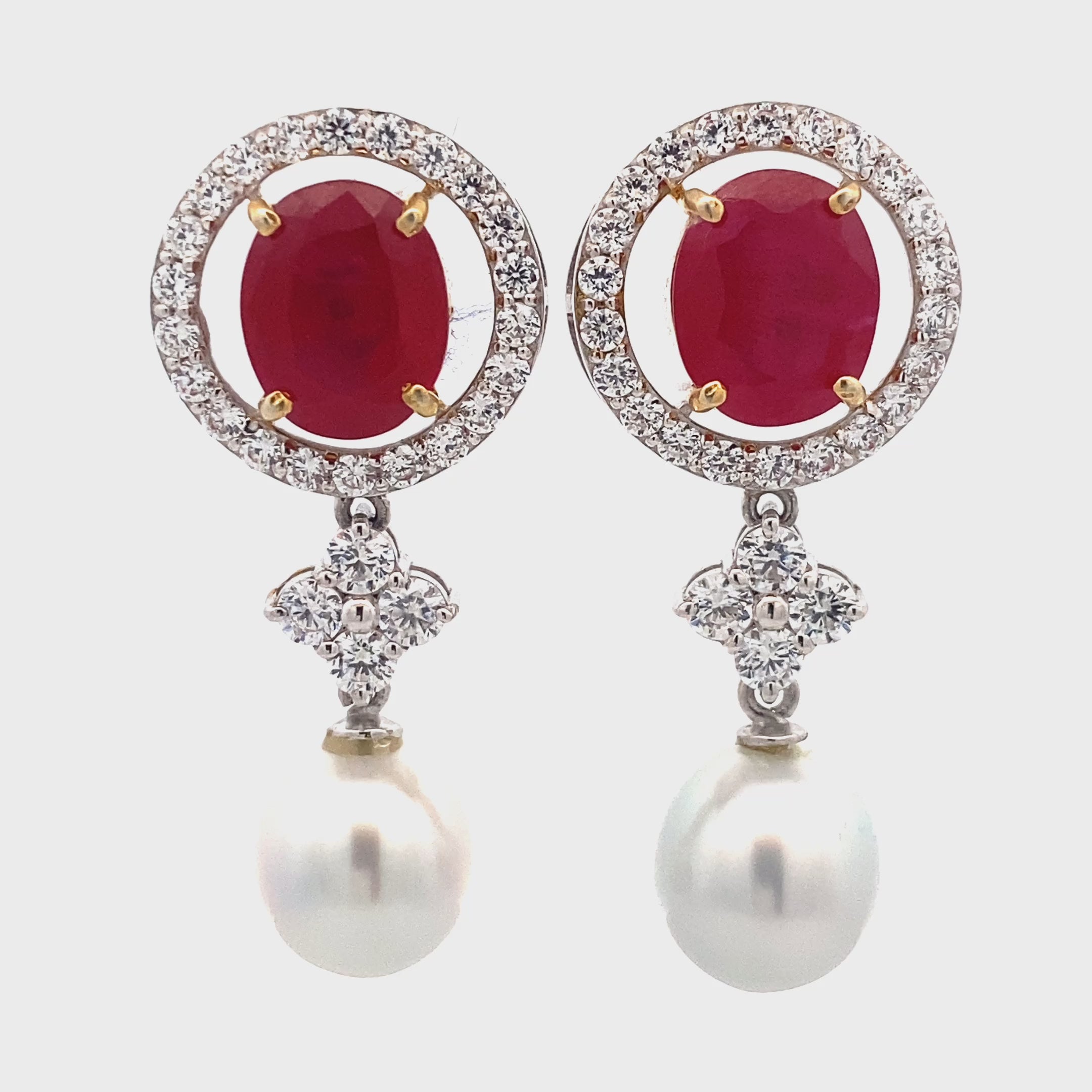 Ruby Crystal Pearl Chandelier Drops