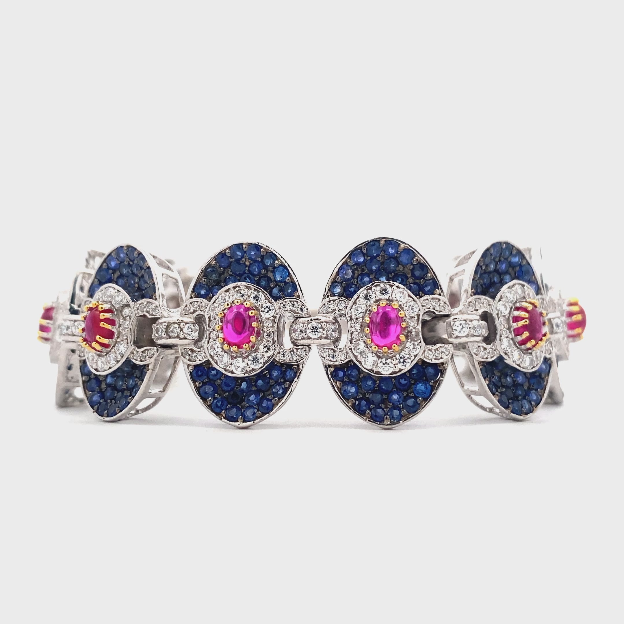 Sapphire Ruby Medallion Link Bracelet