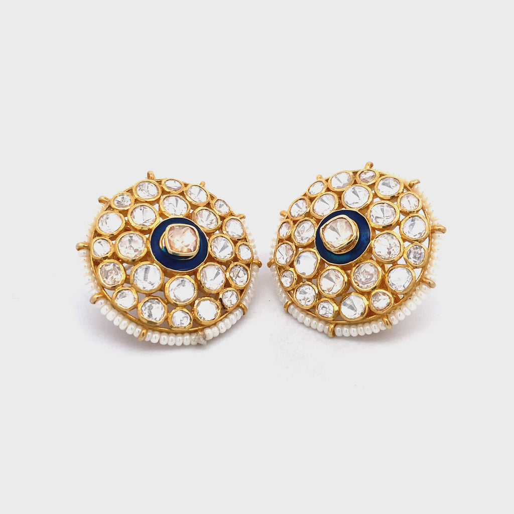 Moissanite Blue Enamel Studs