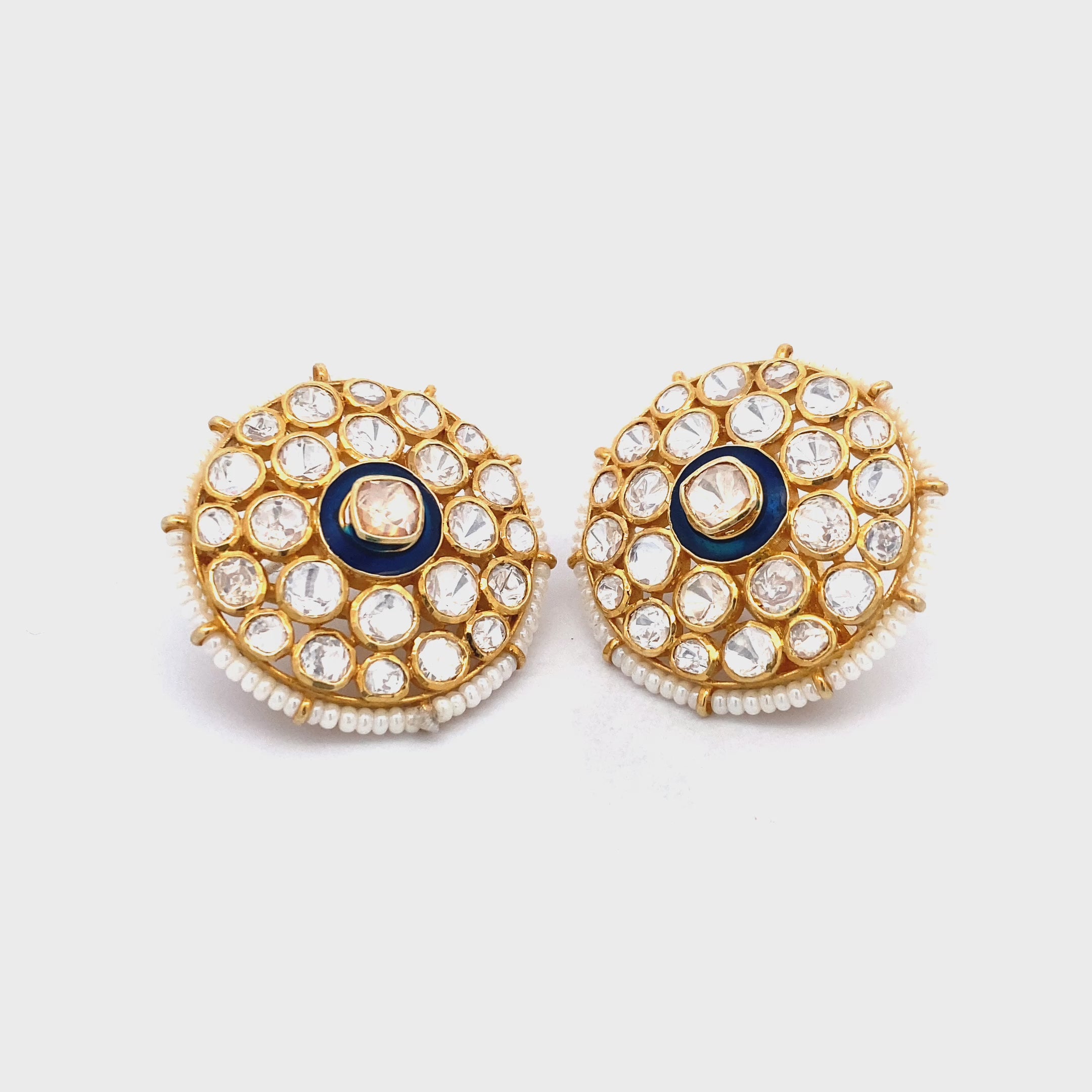 Moissanite Blue Enamel Studs