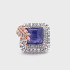 Tanzanite Cabochon Leaf Cocktail Ring