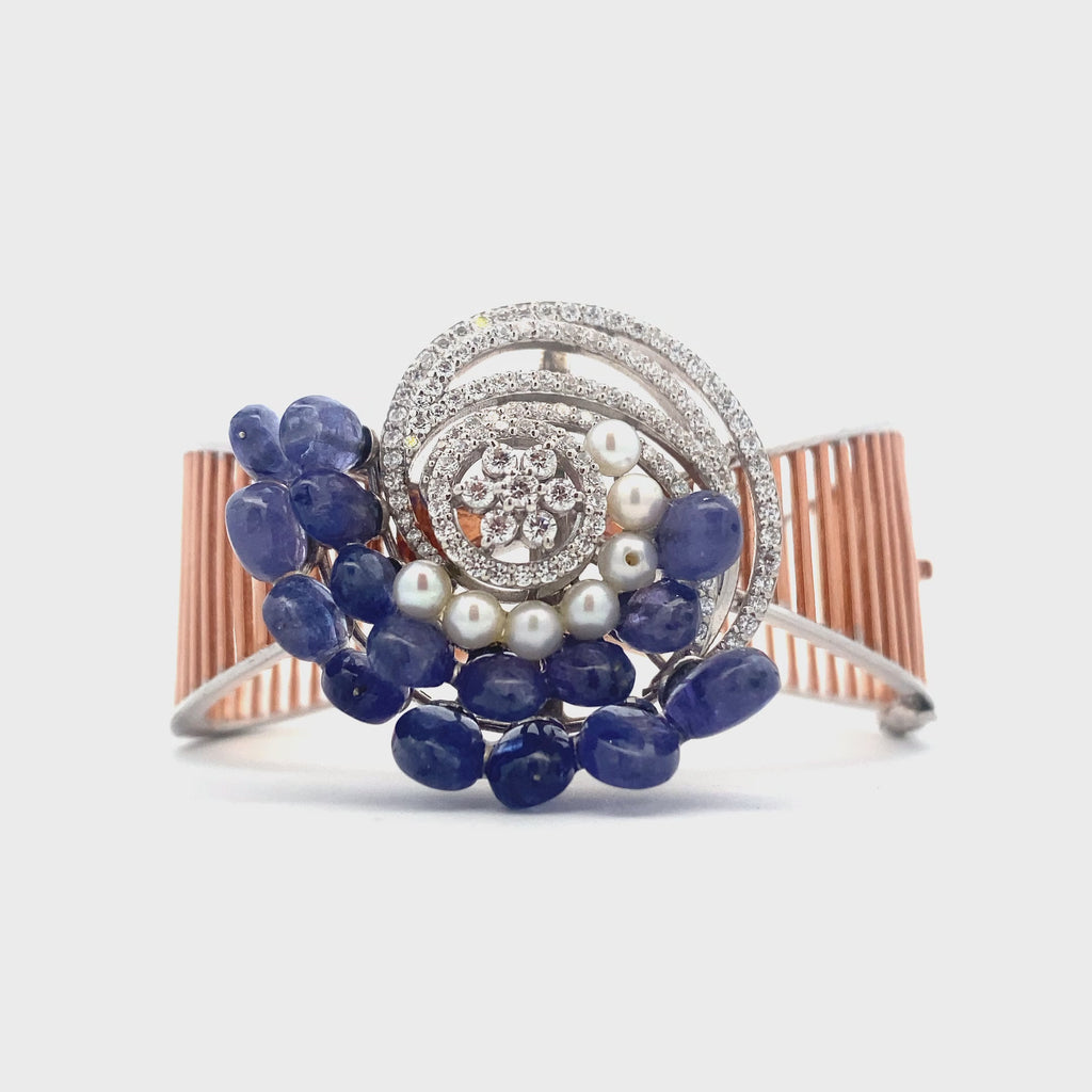 Moissanite Sapphire Silver Cuff