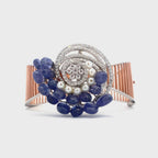 Moissanite Sapphire Silver Cuff