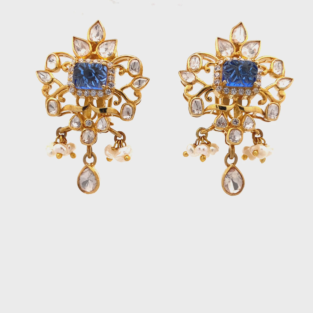 Sapphire Pearl Drop Earrings
