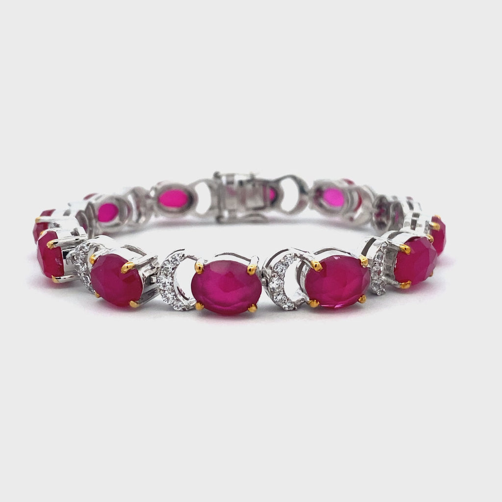 Oval Ruby Moissanite Bracelet