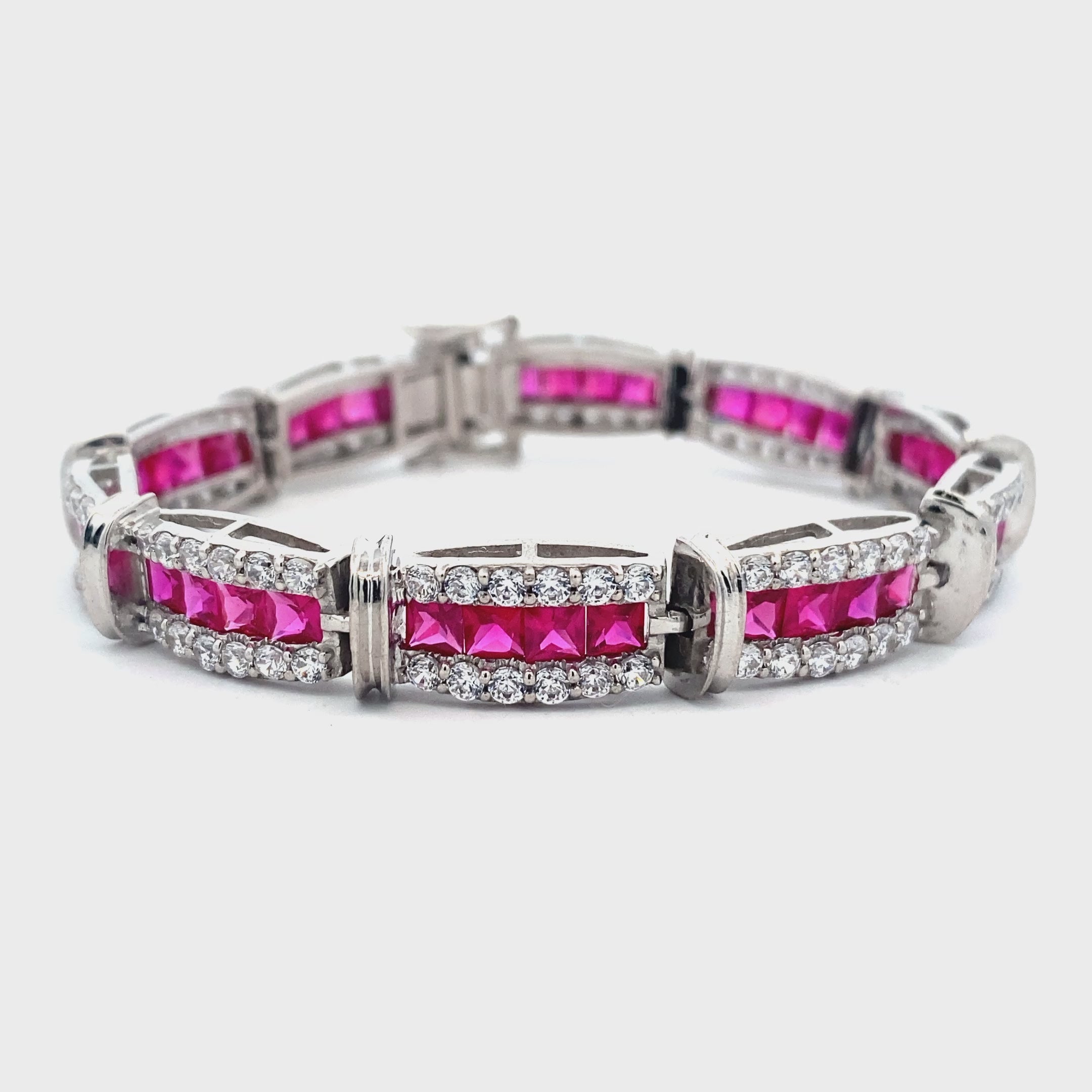 Ruby Moissanite Panel Bracelet