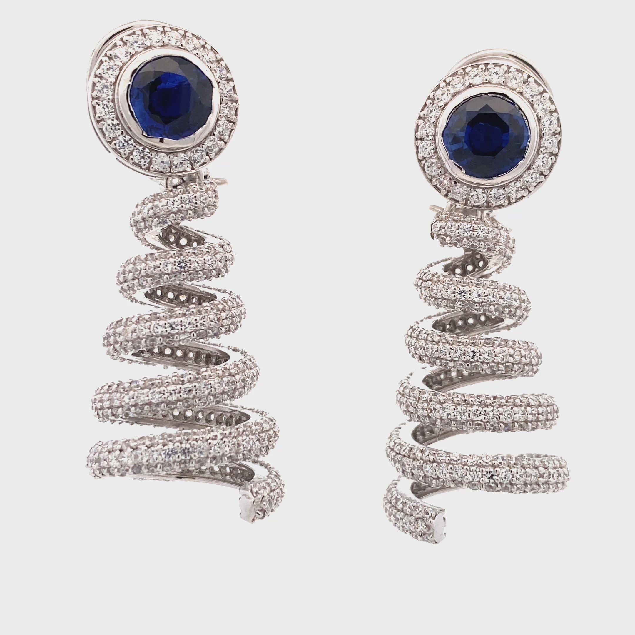 Sapphire Moissanite Spiral Earring