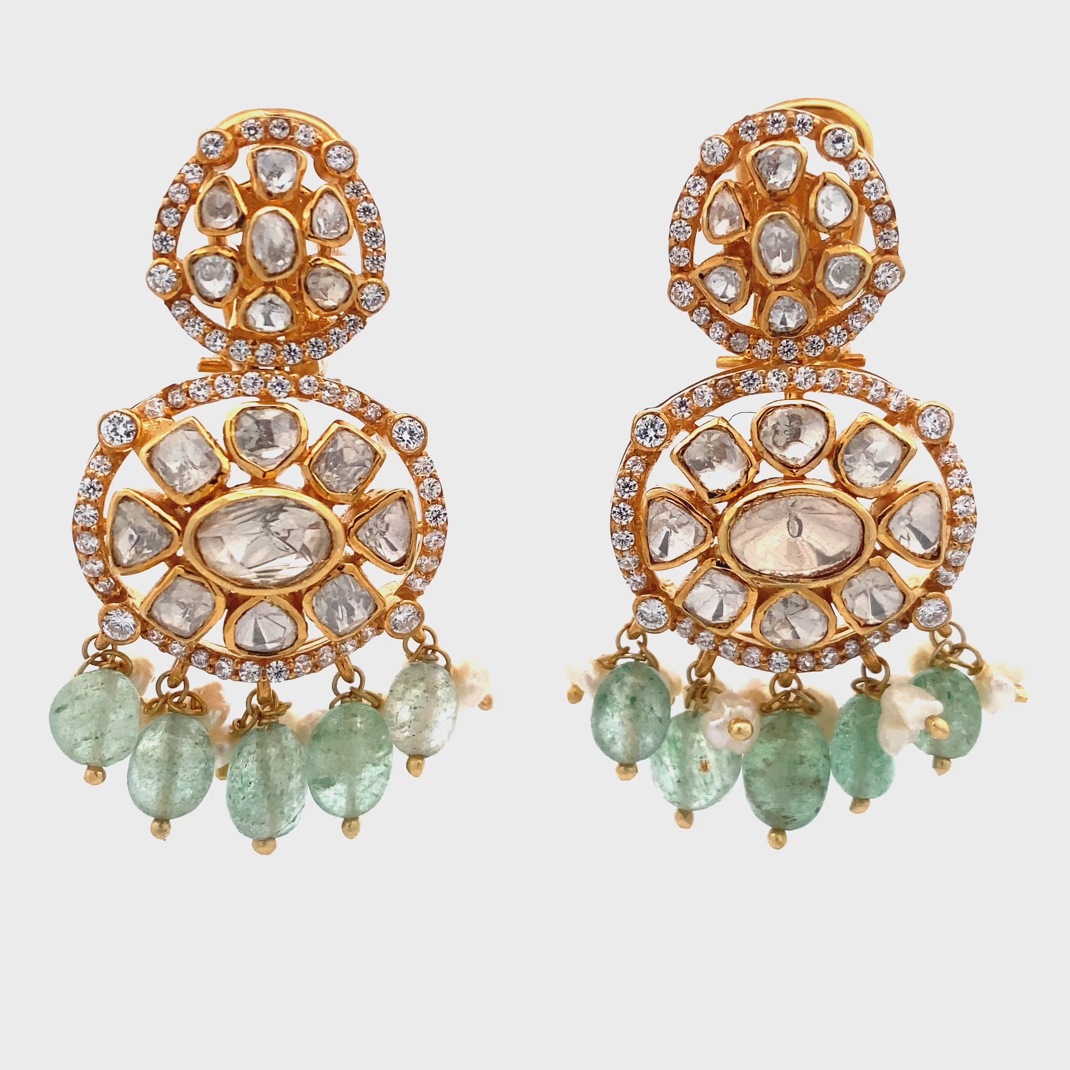 Lattice Aqua Pearl Earrings